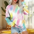 thumbnail image 1 of Craaazy Sweatshirt For Women Crew Neck Long Sleeve Tops Gradient Color Shirts Trendy Tops with Pockets Cute Color Block Pullovers Gifts For Women, 1 of 6