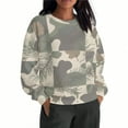 thumbnail image 1 of Craaazy Sweatshirt For Women Leaf Print Oversized Fall Fashion Long Sleeve Blouses Camo Maple Graphic Shirts Gifts For Women, 1 of 9