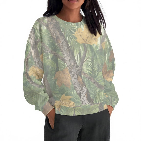 Craaazy Sweatshirt For Women Maple Leaf Print Sweatshirts Crewneck Long Sleeve Shirt Oversized Pullover Fall Casual Long Sleeve Tops Womens Tops