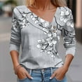 thumbnail image 1 of Craaazy T Shirts For Women Retro Floral Print Button Blouses Tunic Square Neck 3/4 sleeve Tops Gifts For Women, 1 of 5
