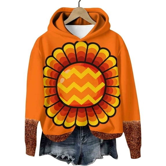 Craaazy Thanksgiving Hoodies for Women and Men Funny Turkey Prints Sweatshirt Womens Tops with Pockets Gifts for Women