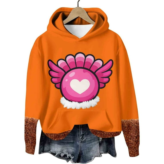Craaazy Thanksgiving Hoodies for Women and Men Funny Turkey Prints Sweatshirt Womens Tops with Pockets Gifts for Women