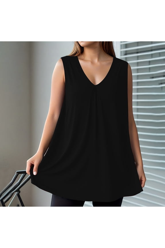 Tops for Women Trendy Spaghetti Strap V Neck Cotton Linen Solid Color Button Down Casual Cami Tops