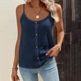 thumbnail image 1 of Craaazy Trendy Women's Loose Solid Color Crew Neck Casual Sleeveless Cami Top with Button Front, Lightweight Summer Tank Top for Daily Wear Gifts, 1 of 9