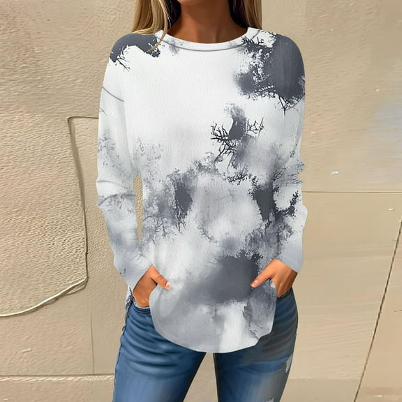 Craaazy Tshirts Shirts for Women Vintage Floral Printed Non Positioning Printed Long Sleeve Blouses Gifts