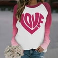 thumbnail image 1 of Craaazy Valentine Long Sleeve Tops for Women Love Heart Graphic Round Neck Shirt Gifts, 1 of 5