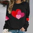 thumbnail image 1 of Craaazy Valentine Shirts for Women Round Neck Love Heart Graphic Loose Long Sleeved Top Gifts, 1 of 5
