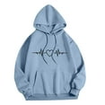thumbnail image 1 of Craaazy Valentines Hoodies For Women Heart Printed Round Neck Long Sleeve Sweatshirts Drawstring Pullover Tops Gifts For Women, 1 of 3