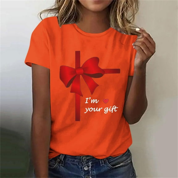 Craaazy Valentines T-shirts for Women Casual Love Prints Short Sleeve Shirts Crew Neck Tops Gifts