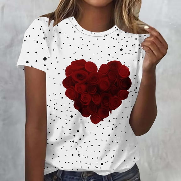 Craaazy Valentines T-shirts for Women Casual Short Sleeve Shirts Crew Neck Tops Gifts
