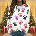 thumbnail image 1 of Craaazy Warm Plush Winter Pullover Women's Fashionable Printed Round Neck Long Sleeved Pullover Off Shoulder Tops Gifts For Women, 1 of 5