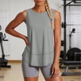 thumbnail image 1 of Craaazy Women Athletic Tops Loose Fit Solid Color Round Neck Layered Hem Sleeveless Tank Tops for Workout Gift, 1 of 7