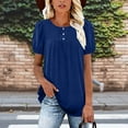thumbnail image 1 of Craaazy Women Casual Round Neck Blouse, Solid Color Short Sleeve Puff Sleeve Top, Loose Fit Comfy Ruched Front Tee for Daily Wear Gifts, 1 of 5