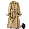 thumbnail image 1 of Craaazy Women Double Breasted Drawstring Long Windproof Lapel Coat with Belt, 1 of 6