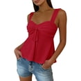 thumbnail image 1 of Craaazy Women Dressy Tops Slim Fit Solid Color Sweetheart Neck Drawstring Ruffle Sleeveless Tops for Daily Wear Gift, 1 of 7