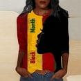 thumbnail image 1 of Craaazy Women's 3/4 Sleeve Crew Neck Tops with Celebration Pattern for Black History Month Cultural Celebration Gifts, 1 of 5
