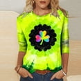 thumbnail image 1 of Craaazy Women's 3/4 Sleeve St. Patrick's Day Printed Round-neck Cozy Tops Gifts, 1 of 5