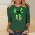thumbnail image 1 of Craaazy Women's 3/4 Sleeve St. Patrick's Day Tshirts Casual Printed Pullover Tops Gifts, 1 of 5