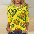 thumbnail image 1 of Craaazy Women's 3/4 Sleeve Valentines Printed Round-neck Tops Gifts, 1 of 6
