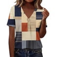 thumbnail image 1 of Craaazy Women's Botanical Print V-Neck Casual Short Sleeve Loose Fit Tunic Top Gifts, 1 of 7