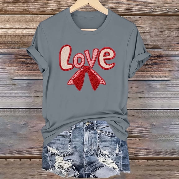 Craaazy Women's Bow Prints Fashion Round Neck Short Sleeved T-shirts Gifts