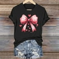 thumbnail image 1 of Craaazy Women's Bow Prints Fashion Round Neck Short Sleeved T-shirts Gifts, 1 of 6