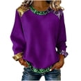 thumbnail image 1 of Craaazy Women's Carnival Prints Crewneck Long Sleeve Mardi Gras Sweatshirts Gifts, 1 of 5