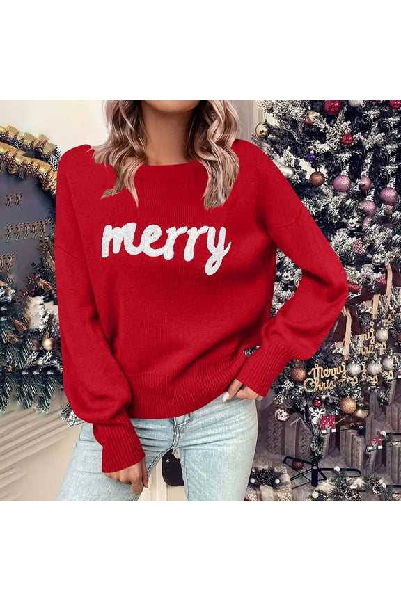 Women's Casual Christmas Crew Neck Long Sleeve Pullover Tops Fashion Fall Winter Sweatshirts Comfortable Blouses Gifts