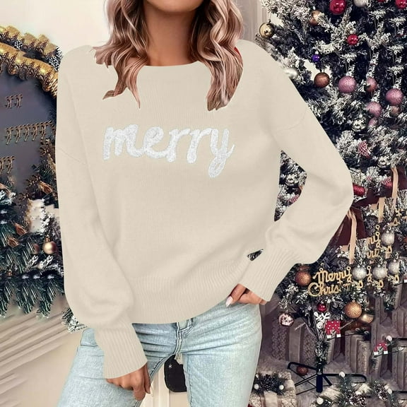 Craaazy Women's Casual Christmas Crew Neck Long Sleeve Pullover Tops Fashion Fall Winter Sweatshirts Comfortable Blouses Gifts