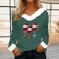 thumbnail image 1 of Craaazy Women's Casual Christmas Shirts Solid Color V-neck Pullover Top Gifts, 1 of 4