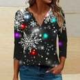 thumbnail image 1 of Craaazy Women's Casual Christmas Shirts V-Neck 3/4 Sleeve Fashion Tops Gifts, 1 of 5