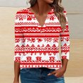 thumbnail image 1 of Craaazy Women's Casual Christmas Shirts V-Neck 3/4 Sleeve Fashion Tops Gifts, 1 of 5