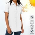 thumbnail image 1 of Craaazy Women's Casual Collared Short Sleeve Button-Up Shirt with Zipper Pocket and Quick Dry Fabric for Work, Beach, and Outdoor Outings Gifts, 1 of 9
