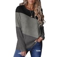 thumbnail image 1 of Craaazy Women's Casual Color Block Crew Neck Long Sleeve Fall Shirts Gifts, 1 of 7