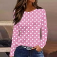 thumbnail image 1 of Craaazy Women's Casual Long Sleeve Tops Cute Polka Dot Printing Round Neck Loose Blouse Gifts, 1 of 4