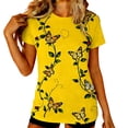 thumbnail image 1 of Craaazy Women's Casual Spring Summer Floral Printed Round Neck Short Sleeve Tops Gifts, 1 of 7