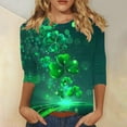 thumbnail image 1 of Craaazy Women's Casual St. Patrick's Day Printed Round Neck Three Quarter Sleeved T-shirt Loose Tops Gifts, 1 of 5