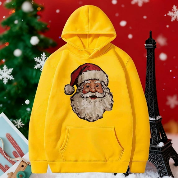 Craaazy Women's Christmas Hoodies with Long Sleeves Loose Fit Pockets Sweatshirt Gifts