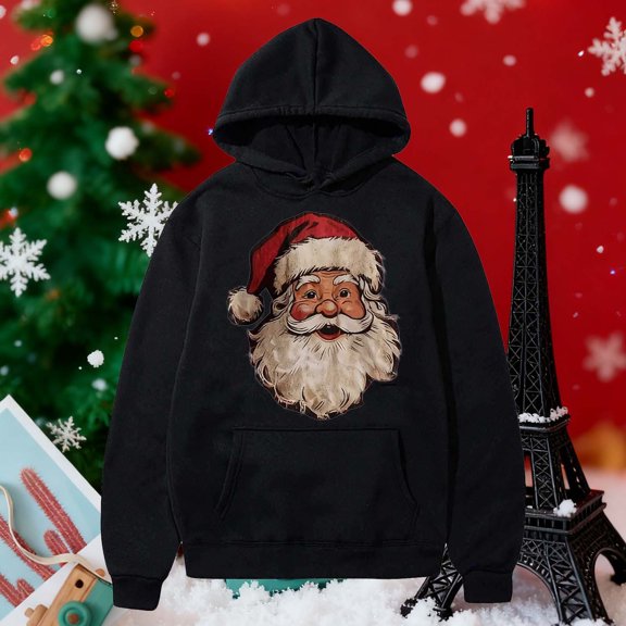 Craaazy Women's Christmas Hoodies with Long Sleeves Loose Fit Pockets Sweatshirt Gifts