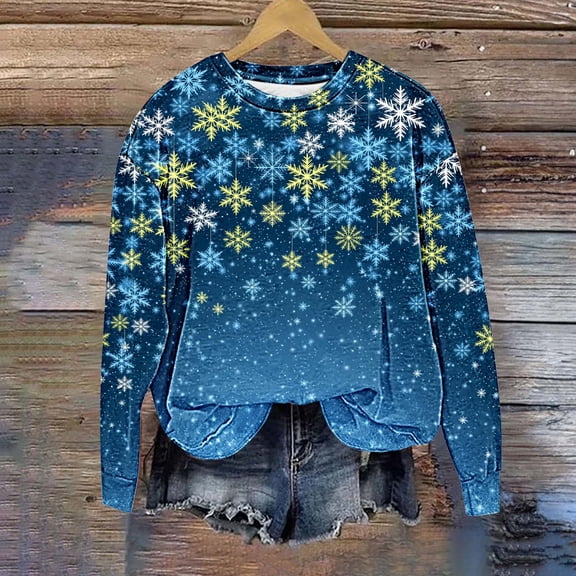 Craaazy Women's Christmas Oversized Sweatshirt Long Sleeve Crewneck Pullover Loose Xmas Tops Gifts