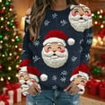 thumbnail image 1 of Craaazy Women's Christmas Print Long Sleeve Shirt Casual Round Neck Tops Gifts, 1 of 8