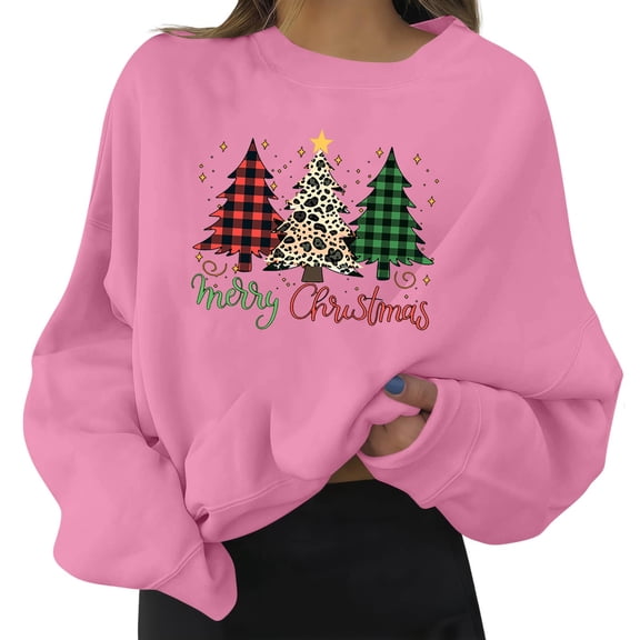 Craaazy Women's Christmas Shirt Long Sleeve Merry Christmas Sweatshirts Casual Pullover Tops Gifts