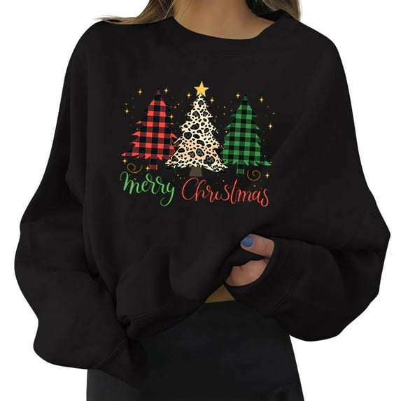 Craaazy Women's Christmas Shirt Long Sleeve Merry Christmas Sweatshirts Casual Pullover Tops Gifts