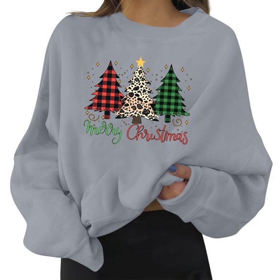Craaazy Women's Christmas Shirt Long Sleeve Merry Christmas Sweatshirts Casual Pullover Tops Gifts