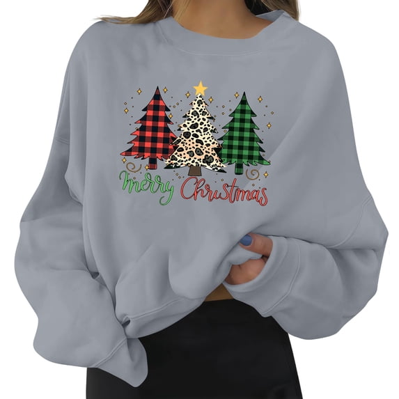 Craaazy Women's Christmas Shirt Long Sleeve Merry Christmas Sweatshirts Casual Pullover Tops Gifts