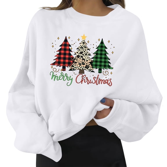 Craaazy Women's Christmas Shirt Long Sleeve Merry Christmas Sweatshirts Casual Pullover Tops Gifts
