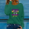 thumbnail image 1 of Craaazy Women's Crew Neck Long Sleeve Mardi Gras Loose Shirts Gifts, 1 of 5