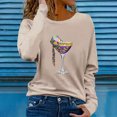 thumbnail image 1 of Craaazy Women's Crew Neck Long Sleeve Mardi Gras Loose Shirts Gifts, 1 of 5