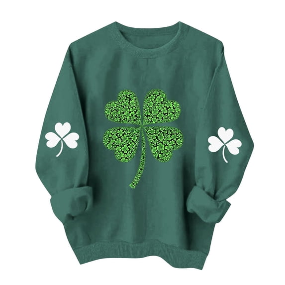 Craaazy Women's Crewneck Long Sleeve Sweatshirts St. Patrick's Clothes Gifts