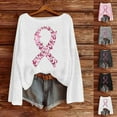thumbnail image 1 of Craaazy Women's Fashion Breast Cancer Awareness Prints Shirts Round Neck Long Sleeve Pullover Knitted Tops Gifts, 1 of 5